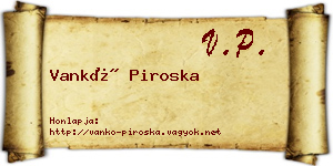 Vankó Piroska névjegykártya